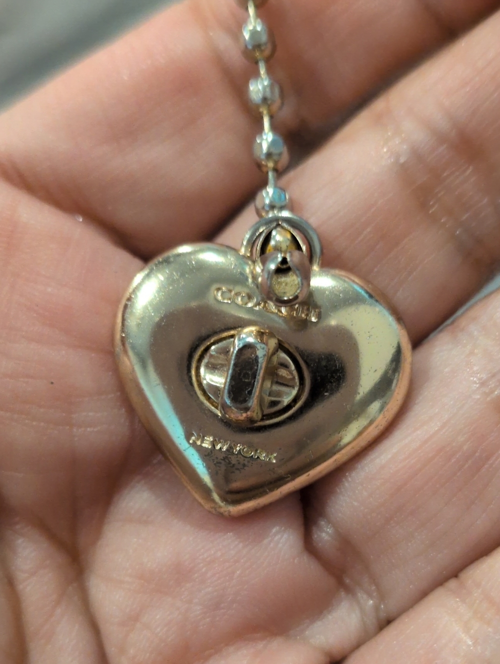 Coach Rose Gold Heart Turnlock Pendant Necklace - Rose Gold